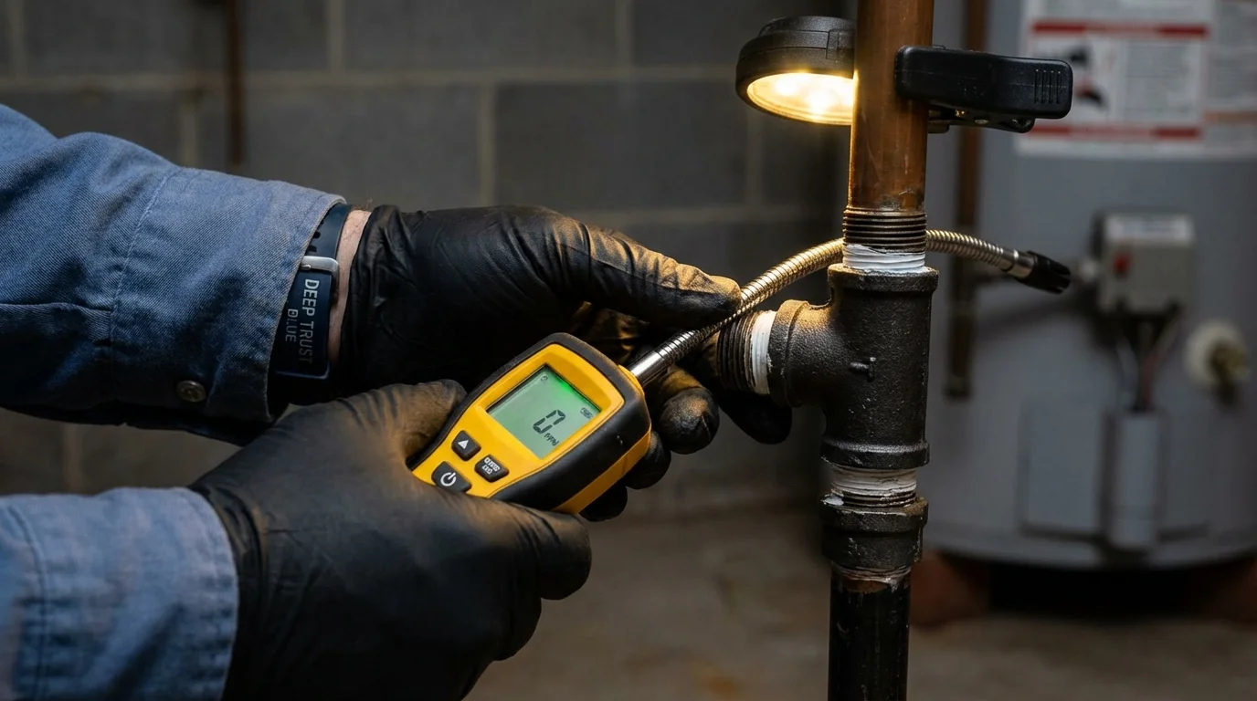 Gas leak detection with electronic sniffer by Johns Plumbing LLC in Bowmansville