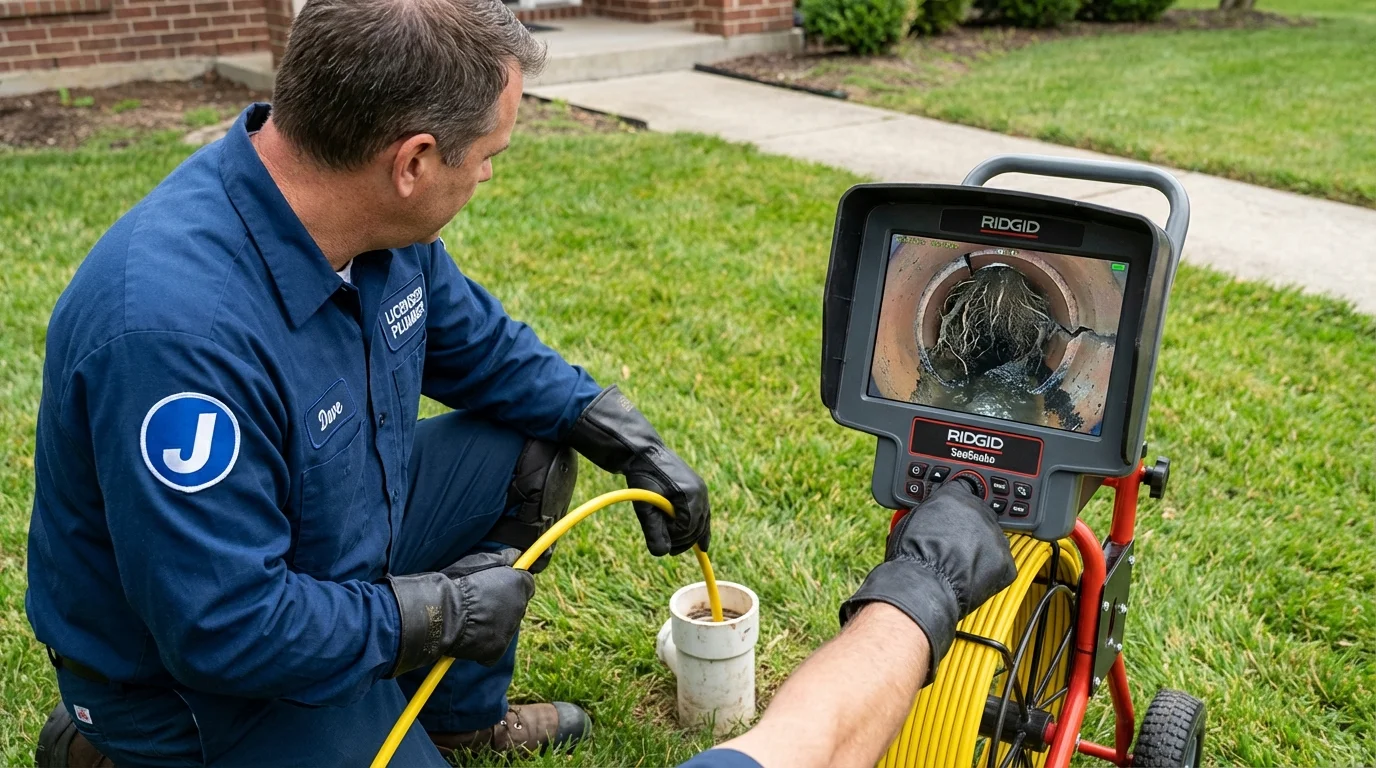 Sewer camera inspection being performed by Johns Plumbing LLC in Bowmansville
